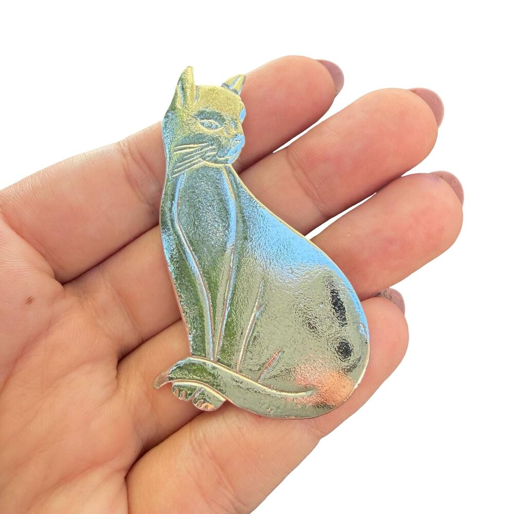 Vintage Jewelry Silver Tone Siamese Cat Brooch Cat Pin